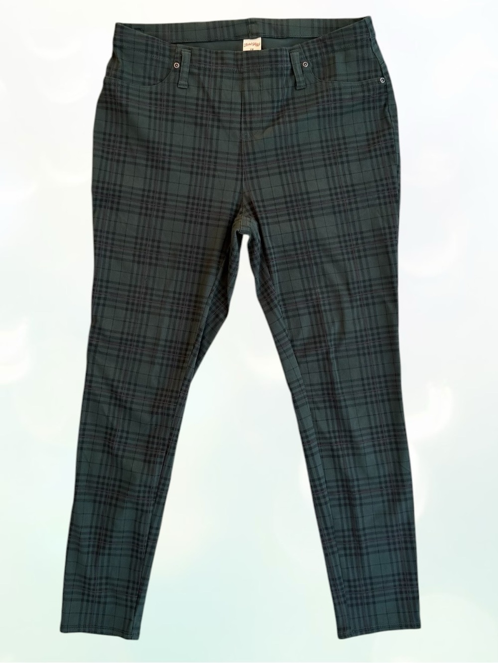 Faded Glory Black and Dark Green Plaid Jeggings